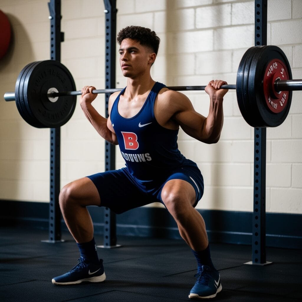 Mastering the Game: Research and Experiment-Based Football Tips 8 Leonardo Phoenix image of a player performing squats with a ba 1