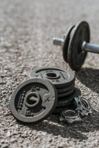 Details for dumbbell on paved ground